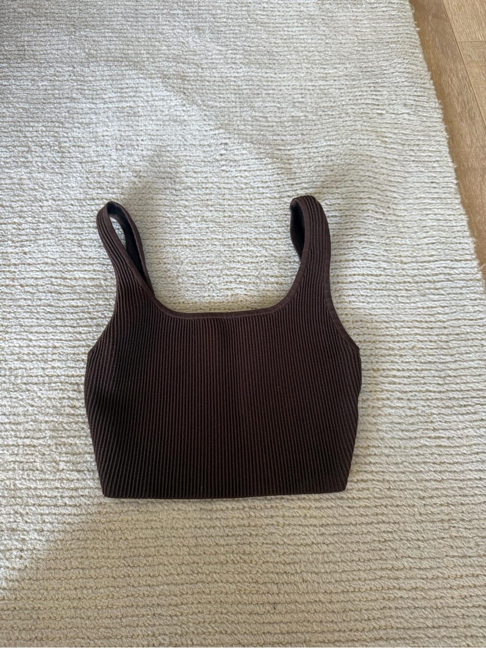 Babaton Ribbed Square-Neck Crop Tank - Chocolate